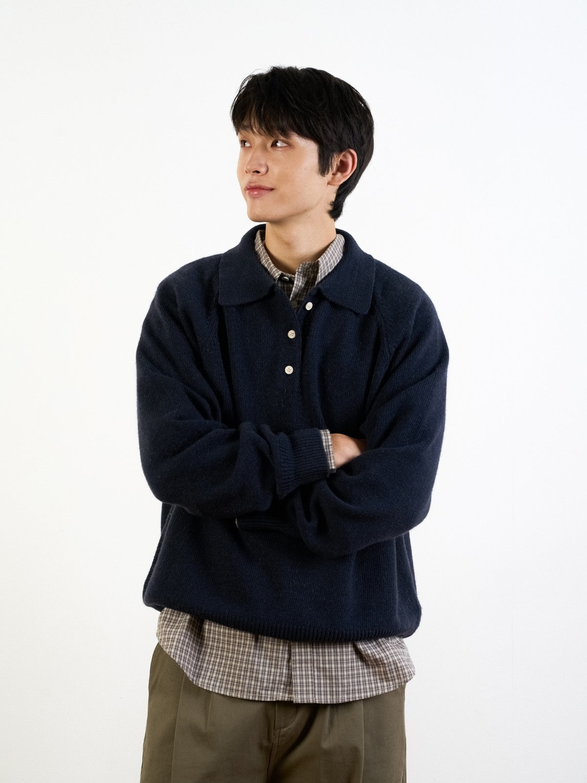 Yak Wool Collar Knit (Navy)