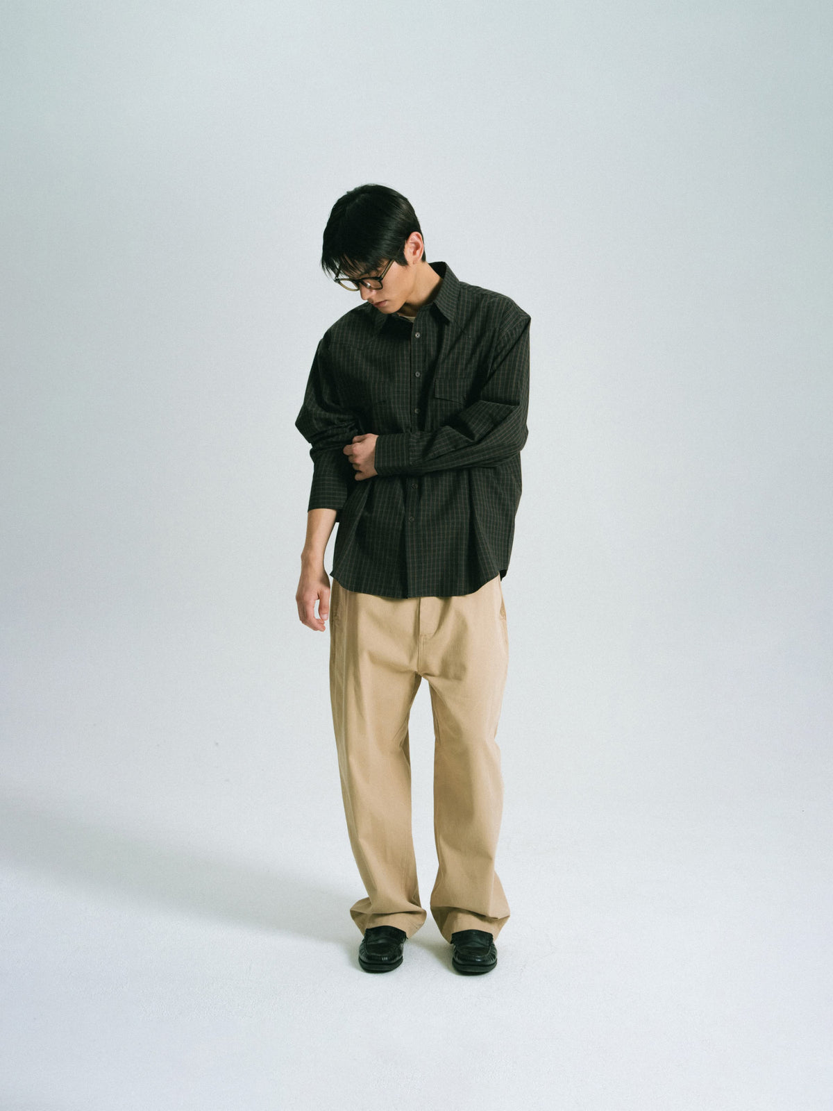 Classic Check Western Shirts (Olive Green)