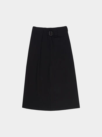 (W)Belted Flow Maxi Skirt (Black)