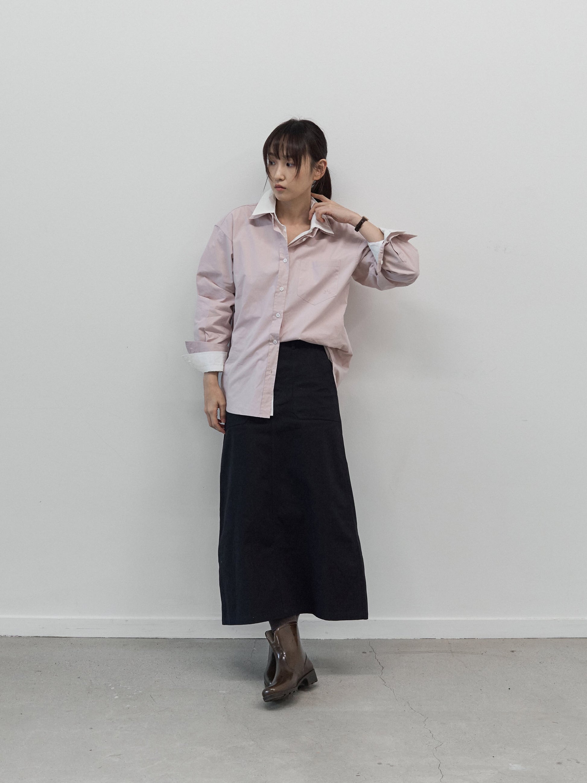 Herringbone Twill Fatigue Skirt (Black)