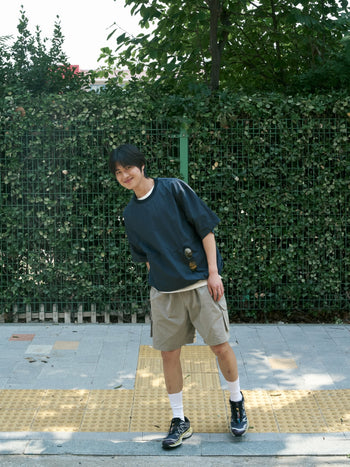Pocket Volume String Half Tee (Navy)