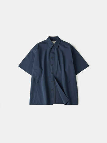 Hidden Type Half Sleeve Shirts (Navy)