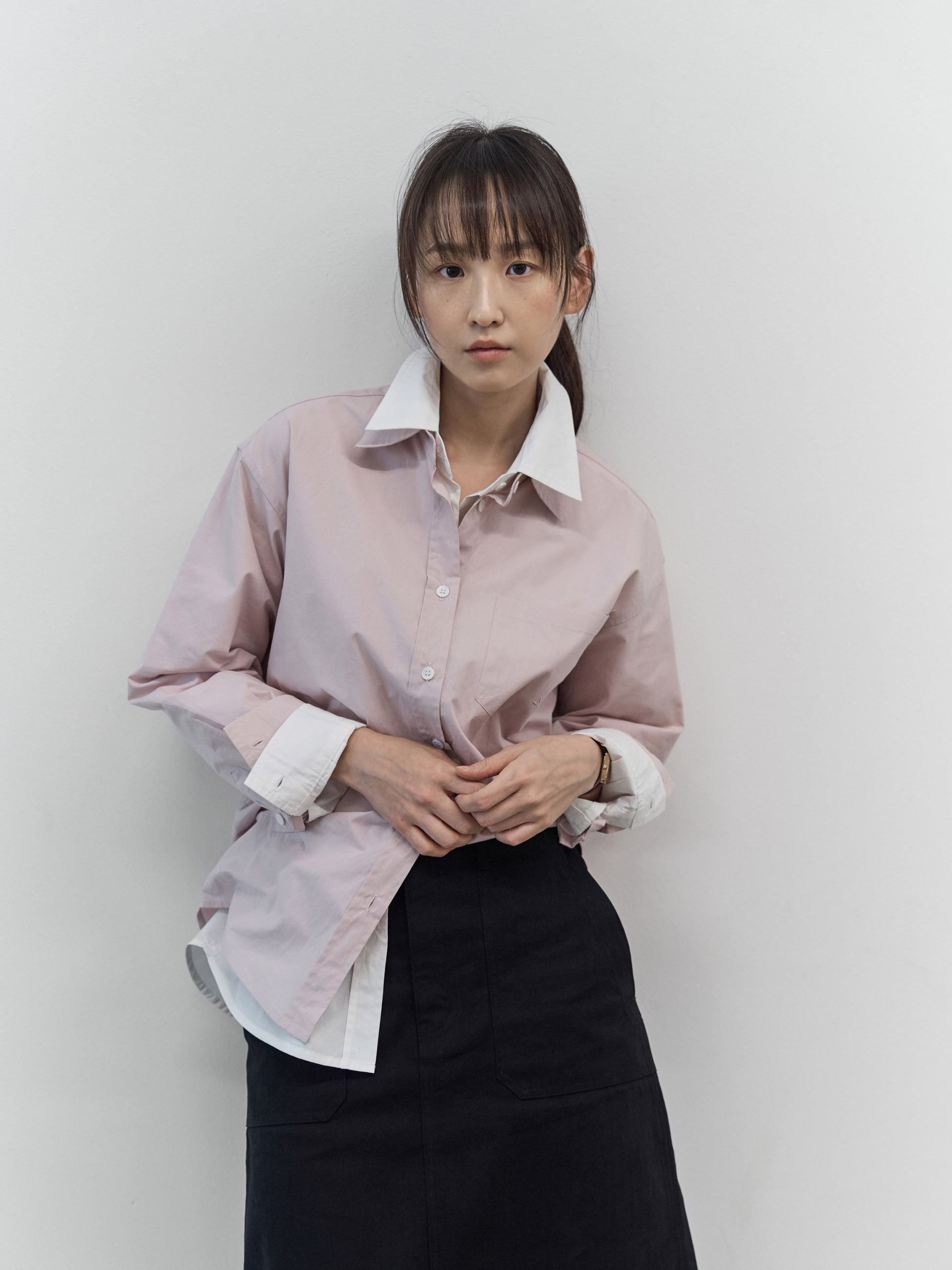 Herringbone Twill Fatigue Skirt (Black)