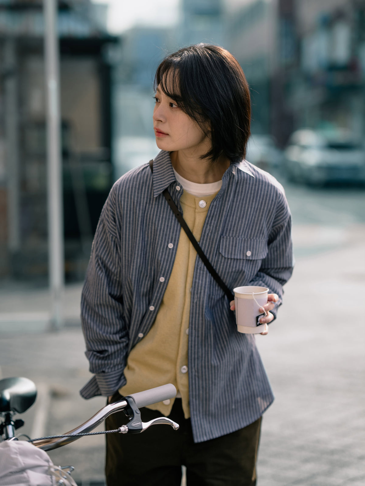 Everyday Pocket Stripe Shirts (Blue Gray)