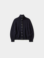 High-Neck Two-Tone Cardigan (Navy-Olive)