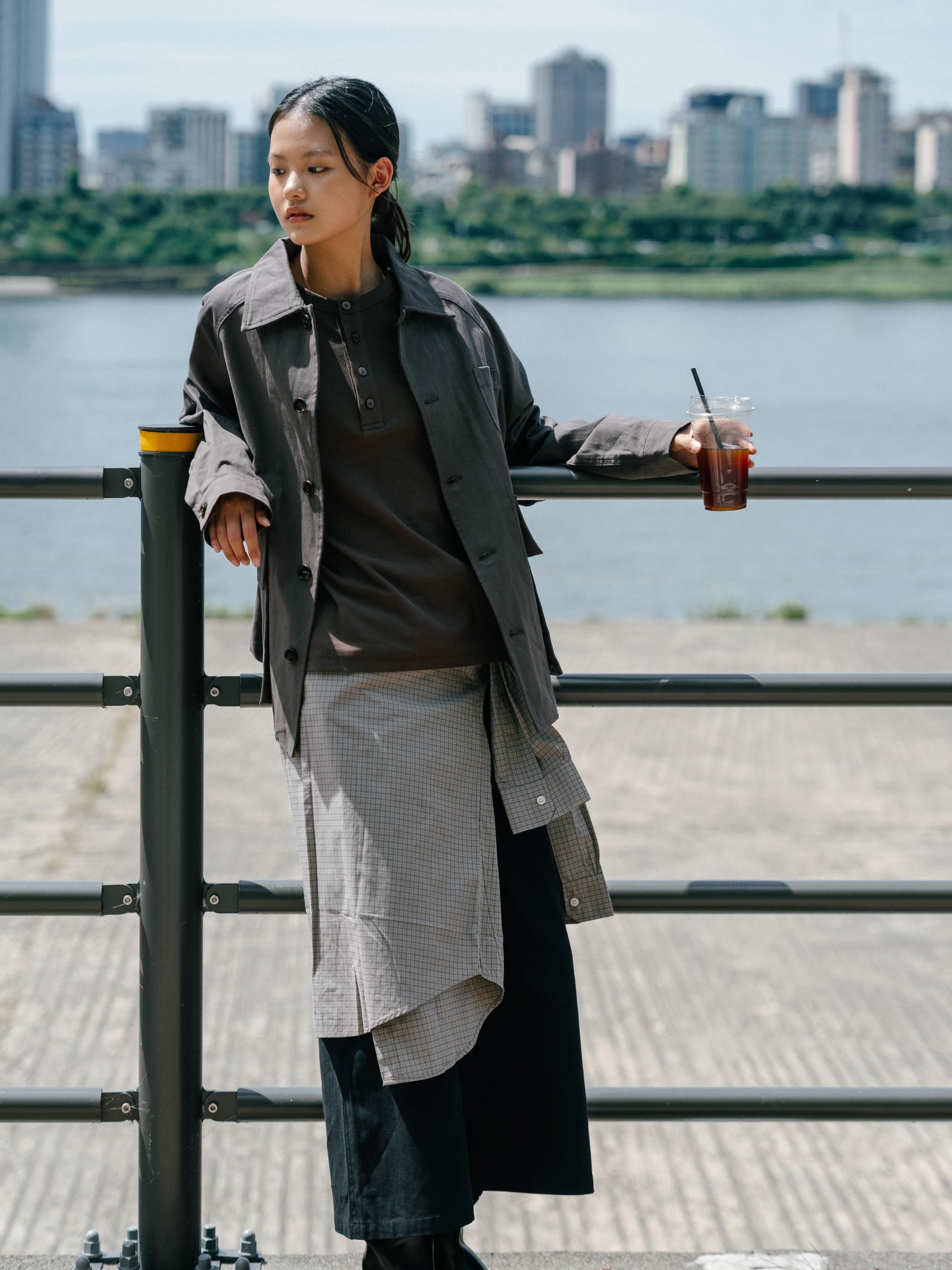 Herringbone Twill Fatigue Skirt (Black)