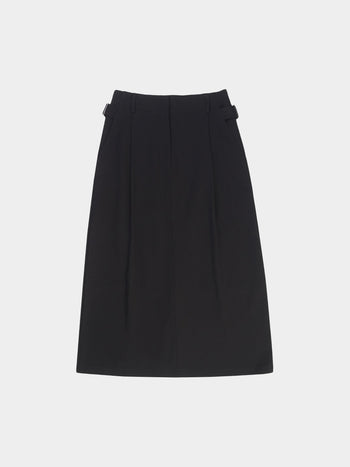 (W)Belted Flow Maxi Skirt (Black)