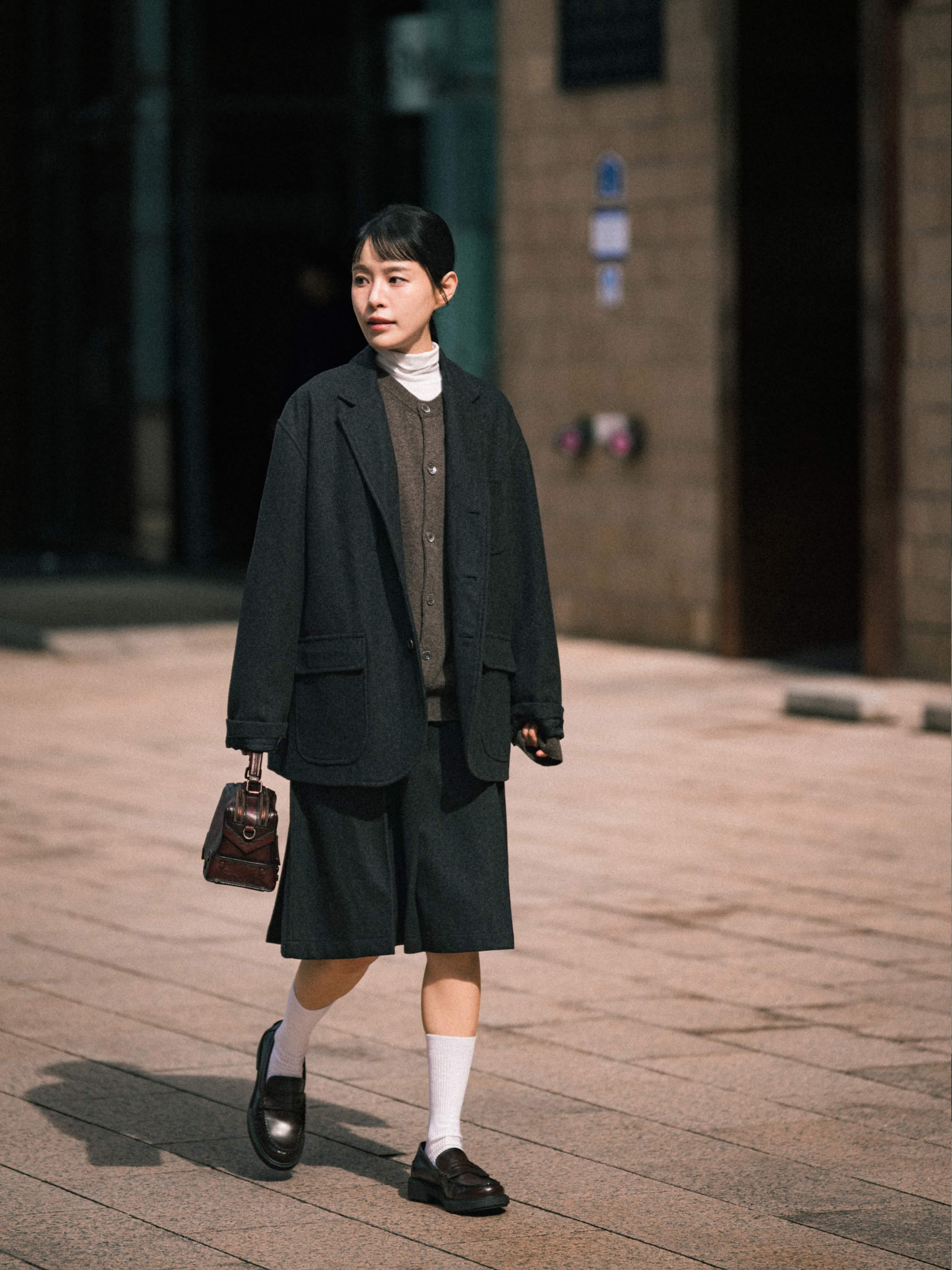 City Wool Half Coat (Charcoal) | Havehad