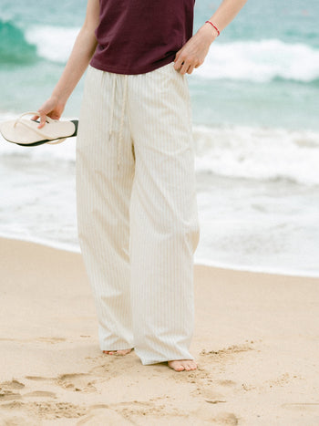 Easy Stripe Banding Pants (Stripe Blue)
