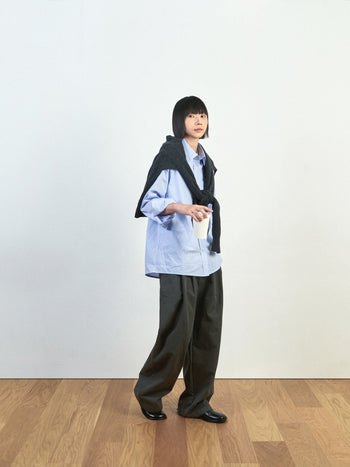 (W)Office Belted Pin-tuck Pants (Khaki)