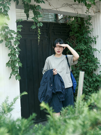 Pocket Volume String Half Tee - Beige Gray | A3 (XL)