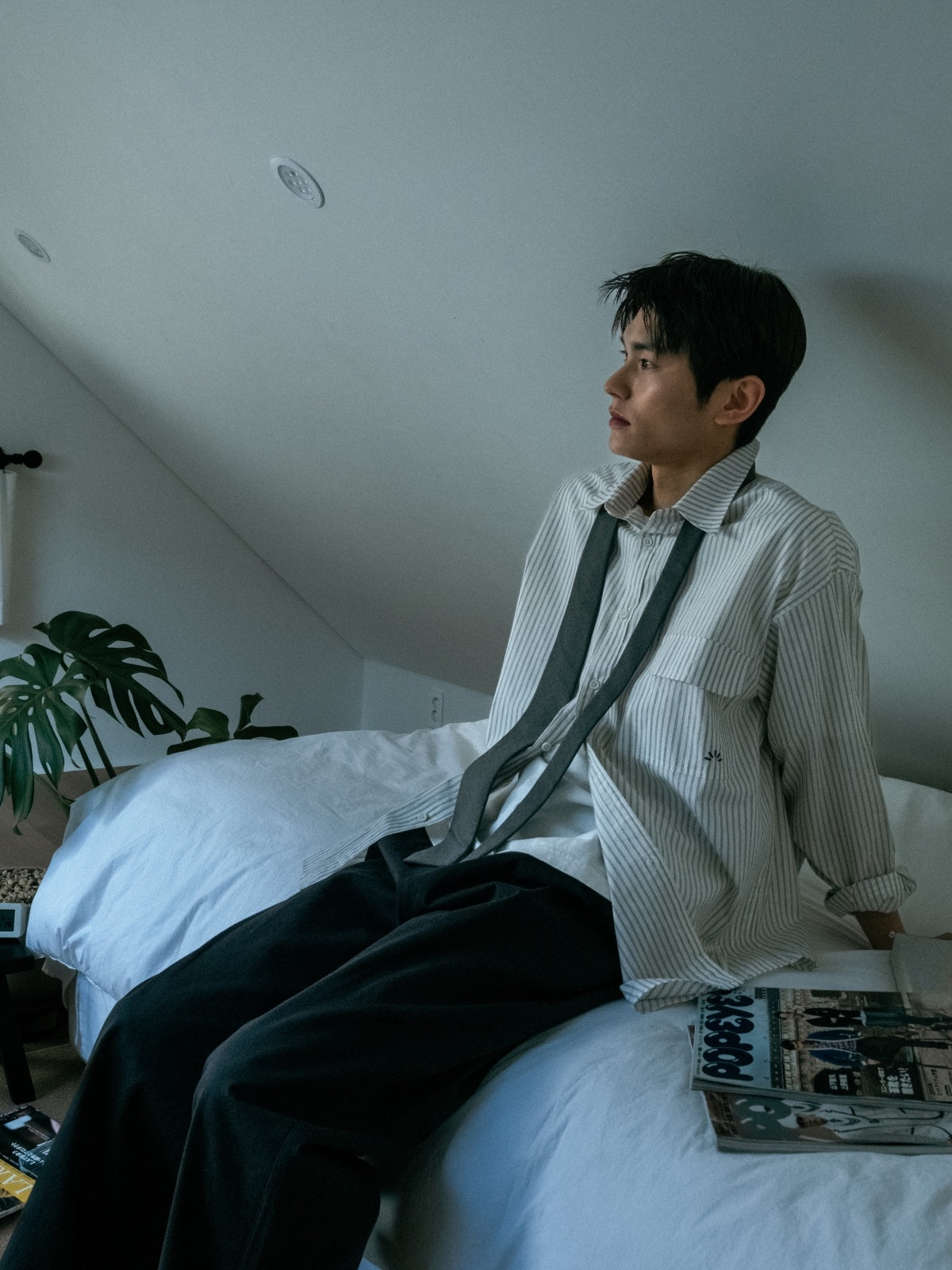 Everyday Pocket Stripe Shirts (White)