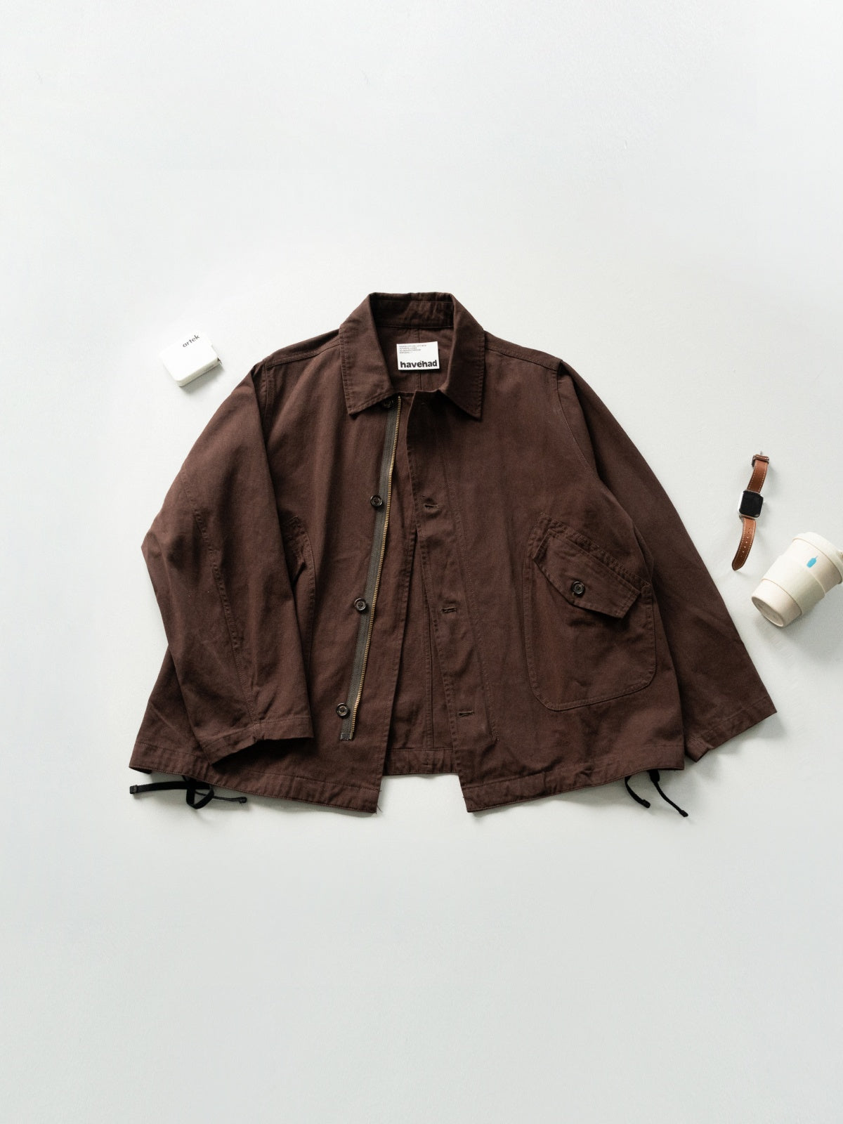 Washed Pocket Utility Jacket (Brown)