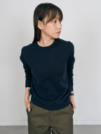 Layered Wool Round Knit (Navy-Lemon)