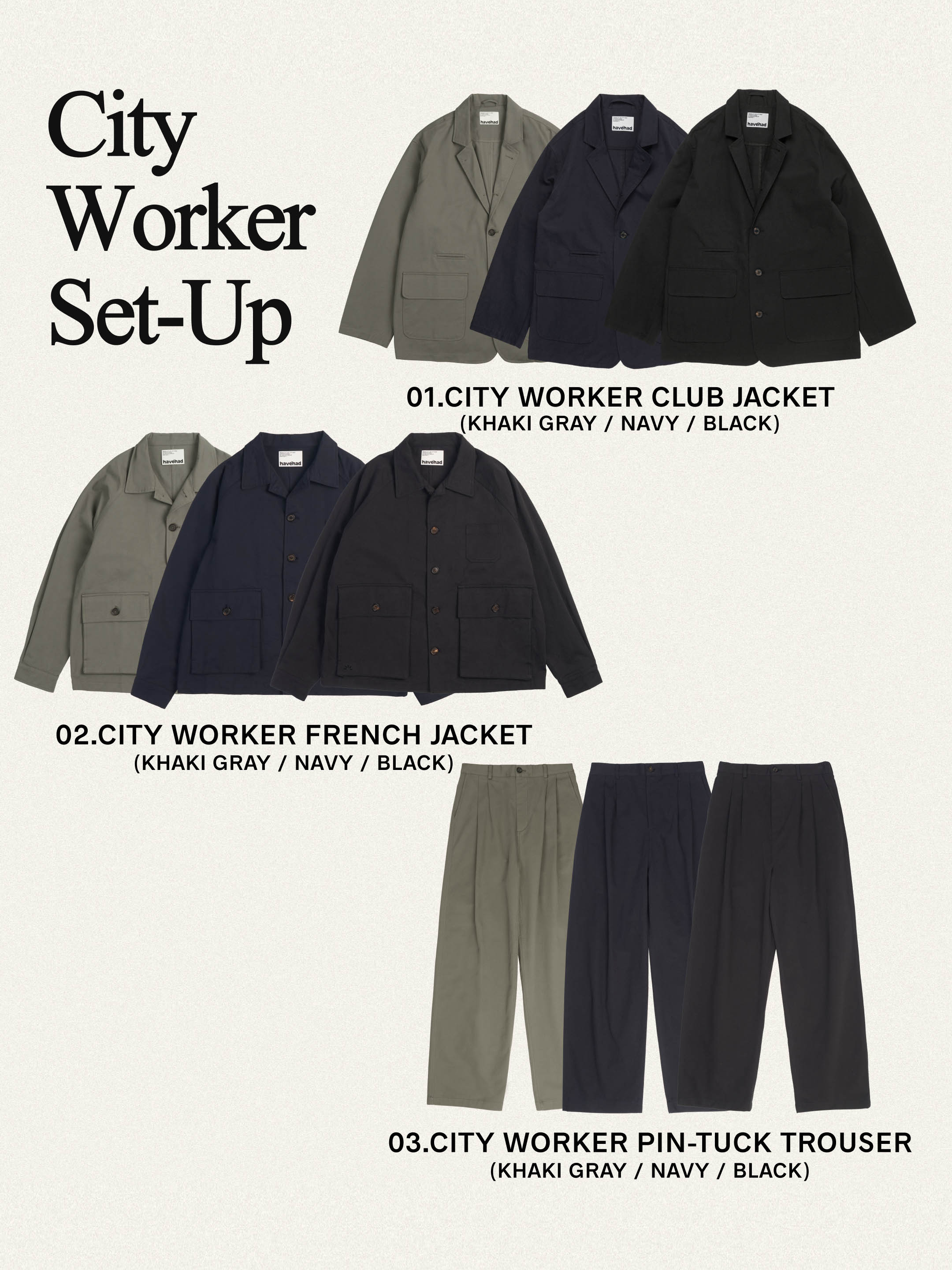 (新品) havehad 25ss City Worker Set-up City Worker Club Jacket (Black) | Havehad