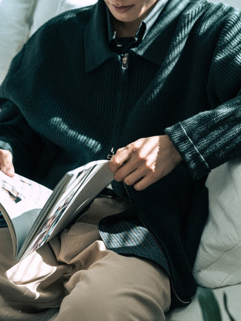 2way Zip-up Cardigan (Blue Green)