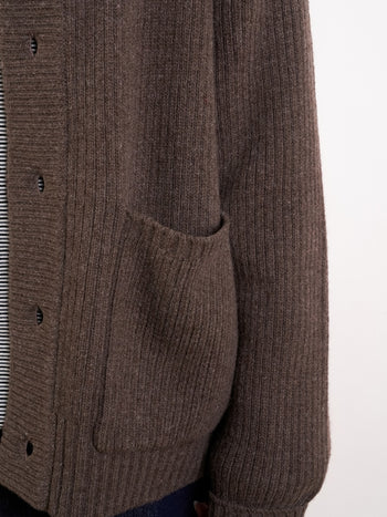 Fine Wool Roundneck Cardigan (Charcoal)