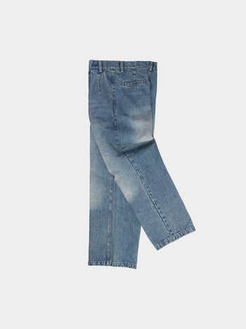 Loose Fit Pin-tuck Denim Pants - Mid Indigo | A3 (XL)