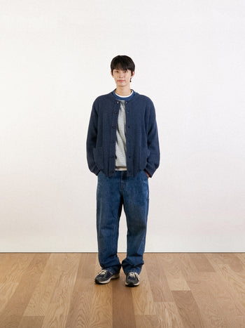 Fine Wool Roundneck Cardigan (Charcoal)