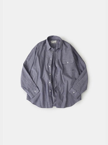 One Pocket Stripe Shirts (Blue Gray)
