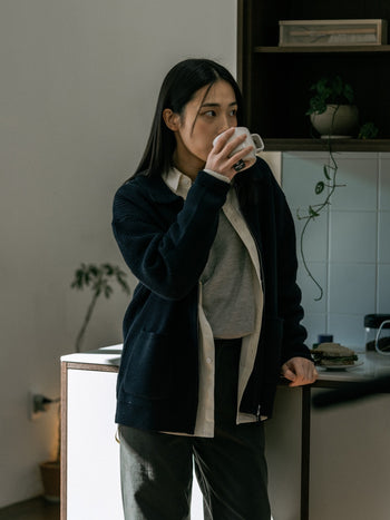 2way Zip-up Cardigan (Blue)