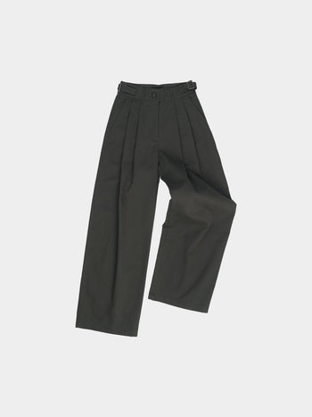 (W)Office Belted Pin-tuck Pants - Khaki | W0 (S)
