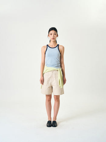 U-neck Sleeveless Top (Stripe Blue)