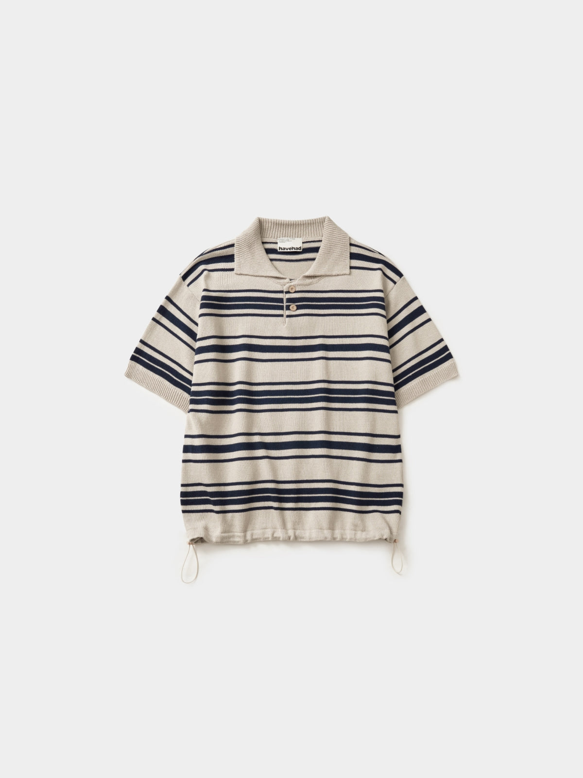 Airy Cotton Collar Knit (Stripe Ivory)
