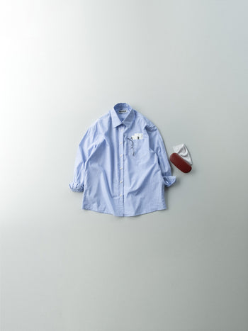 (W)Breeze Stripe Shirts (Light Blue)