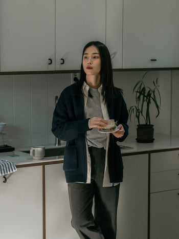 2way Zip-up Cardigan (Blue Green)