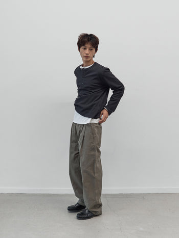 Henley Neck Long Sleeve T-Shirt (Charcoal)