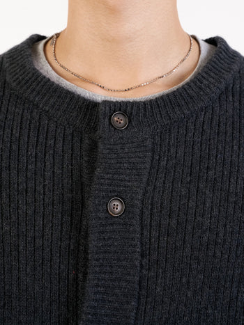Fine Wool Roundneck Cardigan (Navy)
