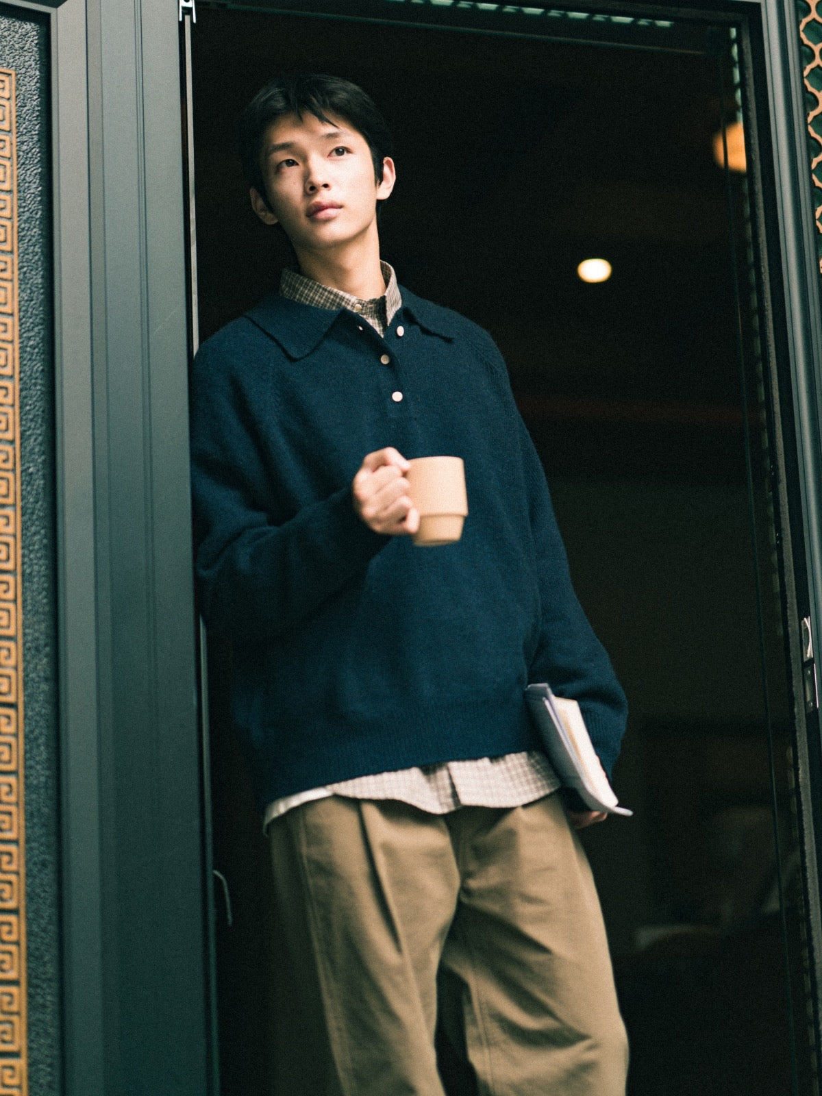 Yak Wool Collar Knit (Navy) | Havehad