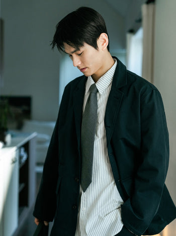 One Pocket Stripe Shirts (Blue Gray)