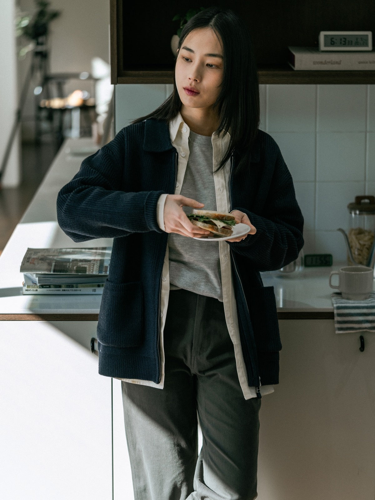 2way Zip-up Cardigan (Navy) | Havehad