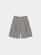 Utility Pin-tuck Cargo Shorts (Light Olive)
