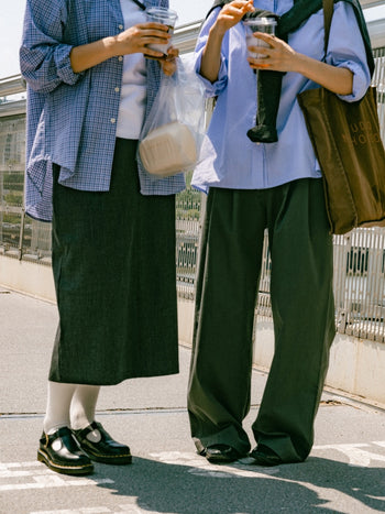 (W)Office Belted Pin-tuck Pants (Khaki)