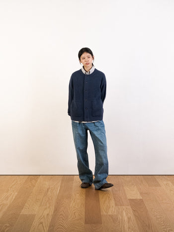 Fine Wool Roundneck Cardigan (Brown)