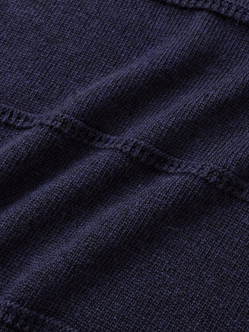 Cable Stripe V-Neck Knit (Navy)