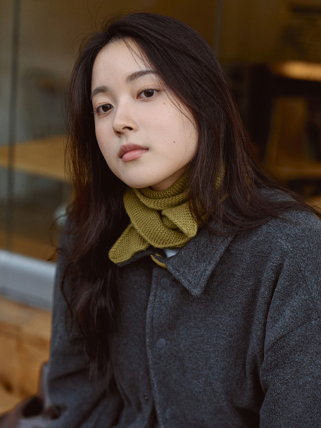 Two-tone Strap Fleece Jacket (Charcoal)
