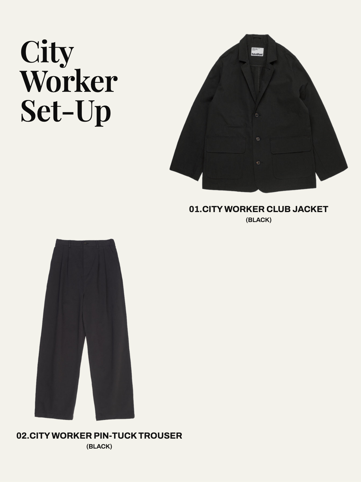 City Worker Club Set-up (Black) — set overview