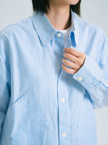 Field Pocket Shirt Jacket (Stripe White)