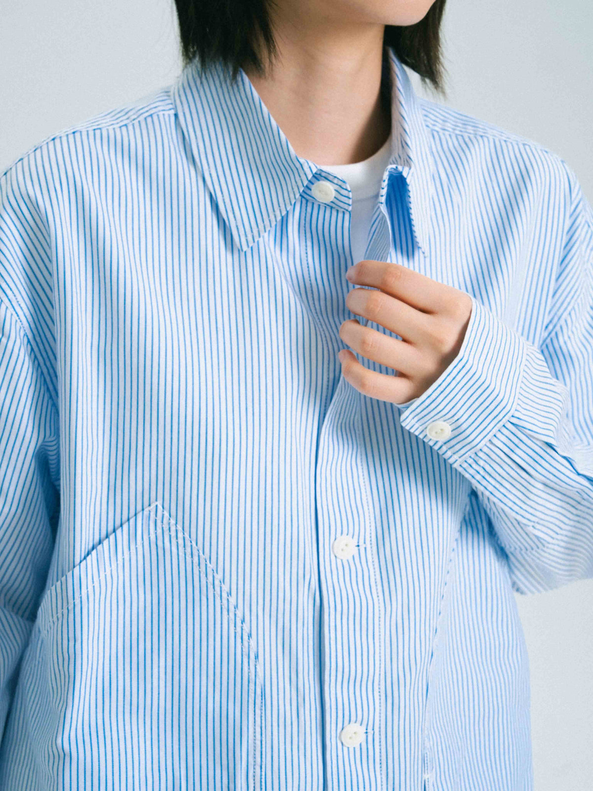 Field Pocket Shirt Jacket (Stripe White)