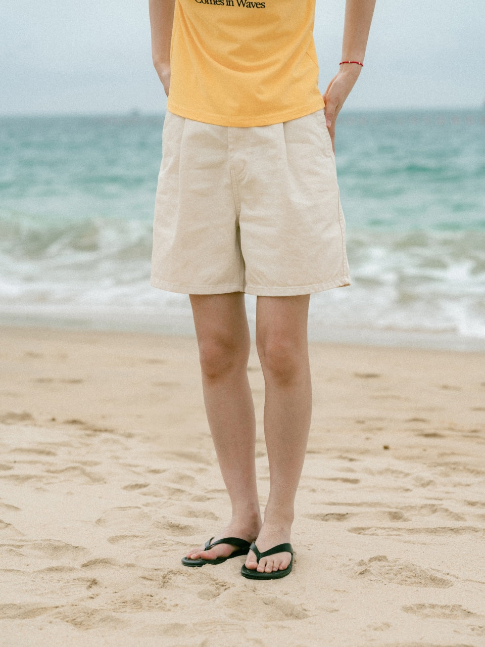 Sea&Sun Washed Pin-tuck Shorts (Ecru)