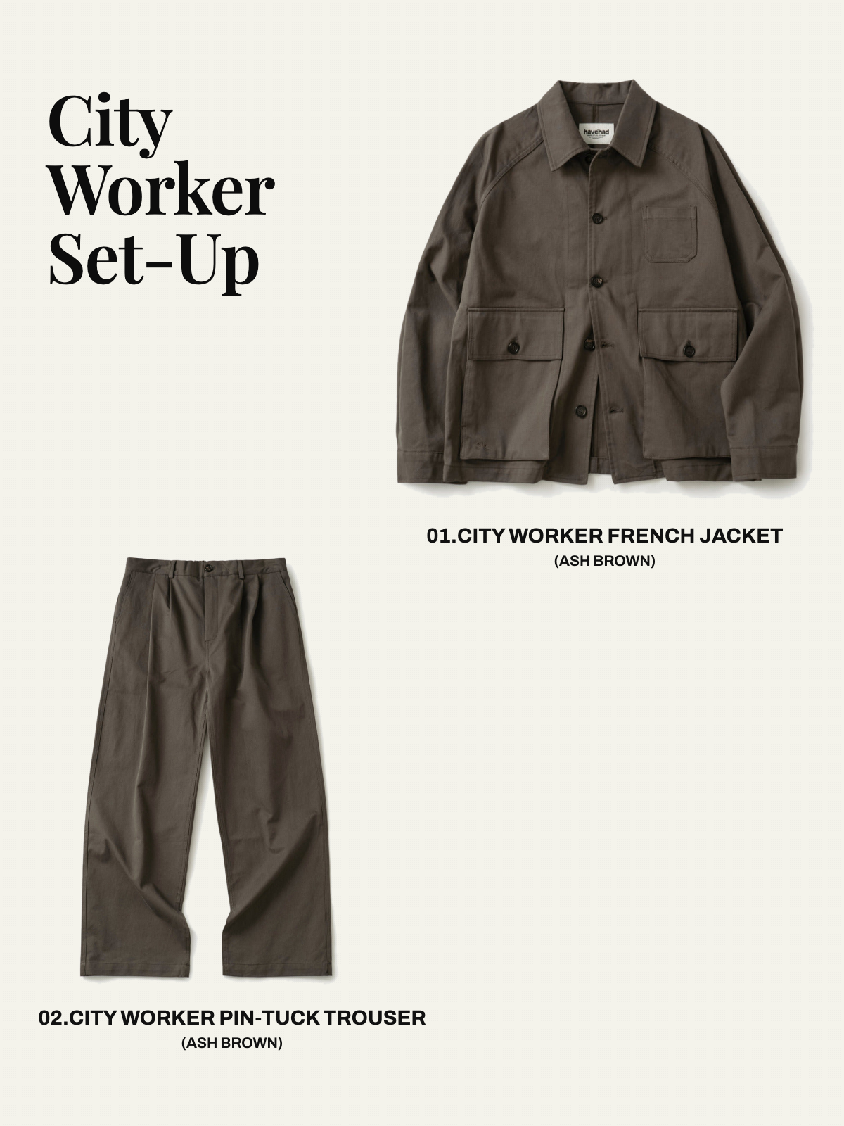 City Worker French Set-up (Ash Brown) — set overview