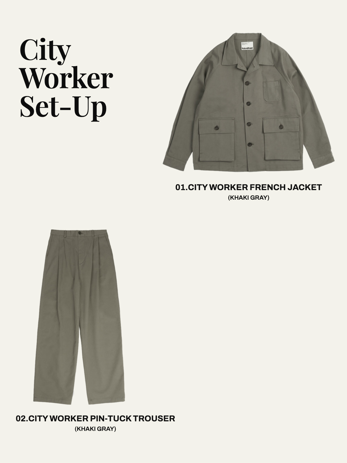 City Worker French Set-up (Khaki Gray) — set overview
