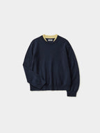 Layered Wool Round Knit (Navy-Lemon)