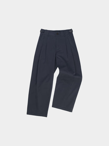 Office Belted Pin-tuck Pants (Blue Gray)