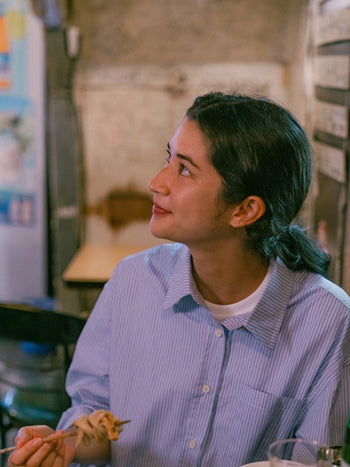 (W)Breeze Stripe Shirts (Light Blue)