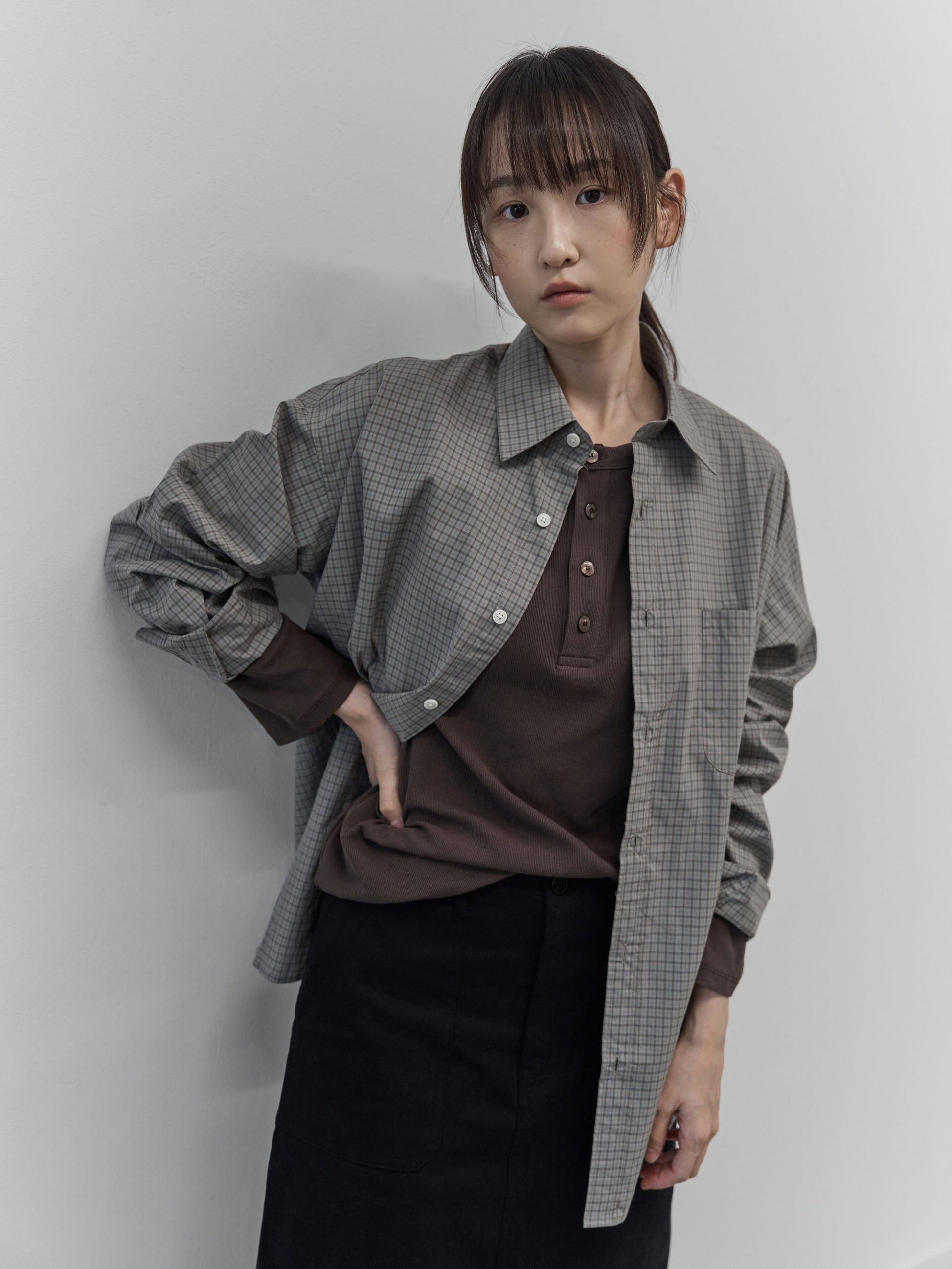 Herringbone Twill Fatigue Skirt (Black)